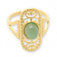 Ringe aus Stainless Steel - Rostfreiem Stahl mit Naturstein Gold-jade green