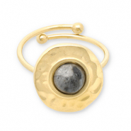 Ringe aus Stainless Steel - Rostfreiem Stahl mit Naturstein Gold-dark grey