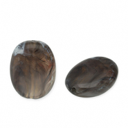 Acrylperlen Oval Dark grey-white