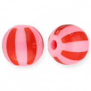 12 mm Acrylperlen mit Streifen Pink-red