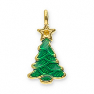 Stainless Steel - Rostfrei Stahl Anh&auml;nger Weihnachtsbaum Gold-green