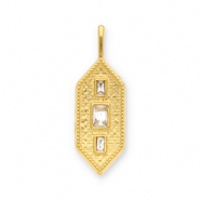 Stainless Steel - Rostfrei Stahl Anh&auml;nger Hexagon Gold-transparent