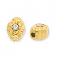 Stainless Steel - Rostfrei Stahl Perlen Oval mit Strass Gold-transparent