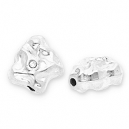 Stainless Steel - Rostfrei Stahl Perlen Irregular mit Strass Silver-transparent