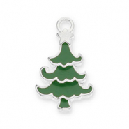 Metall Anh&auml;nger DQ Weihnachtsbaum Antik silber-dark green (Nickelfrei)