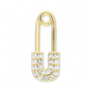 Brass TQ Metall Anh&auml;nger Sicherheitsnadel Gold-transparent