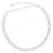 Brass TQ Metall Choker mit Strass Silver-crystal