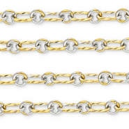 Stainless Steel - Rostfrei Stahl Schmuckzubeh&ouml;r Gliederkette Oval-Rund Gold-silver