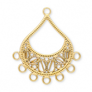 Stainless Steel - Rostfrei Stahl Schmuckzubeh&ouml;r Anh&auml;nger Tropfenform mit 7 &Ouml;sen Gold