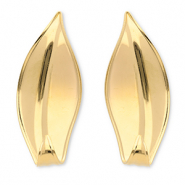 Ohrringe aus Stainless Steel - Rostfreiem Stahl Ohrstecker Blatt Gold