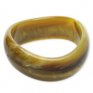 Resin-Armb&auml;nder Bangle Olive green-brown-white