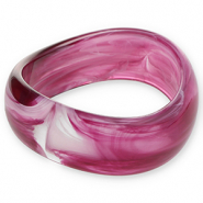Resin-Armb&auml;nder Bangle Aubergine purple-white
