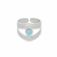 Ringe aus Stainless Steel - Rostfreiem Stahl mit Naturstein Silver-turquoise