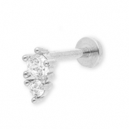 Ohrpiercing aus Stainless Steel - Rostfreiem Stahl mit Strass Silver-crystal