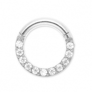 Ohrpiercing aus Stainless Steel - Rostfreiem Stahl Clicker Ring mit Strass Silver-crystal