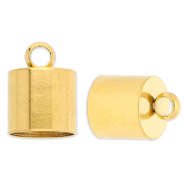 Stainless Steel - Rostfrei Stahl Schmuckzubeh&ouml;r Endkappen &Oslash;10 mm mit &Ouml;se Gold