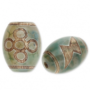 Naturstein Perlen Chalcedon Rice Green-beige-brown