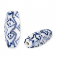 Perlen Keramik Rechteck Off white-Delft blue