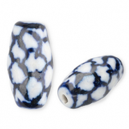 Perlen Keramik Rice Off white-Delft blue
