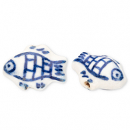 Perlen Keramik Fisch Off white-Delft blue