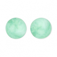 12 mm Acrylperlen Rund Mint green-marble