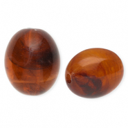 Acrylperlen Oval Amber brown-marble
