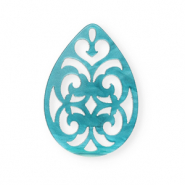 Resin Anhänger Tropfen Barock 38x27mm Blue Atoll