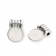 Metall Anhänger DQ® Rund Antiek zilver-pearl white (nikkelvrij)