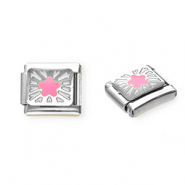 Italian Charm Element aus Stainless Steel - Rostfreiem Stahl Stern Silver-pink-yellow