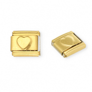 Italian Charm Element aus Stainless Steel - Rostfreiem Stahl Herz Gold