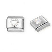 Italian Charm Element aus Stainless Steel - Rostfreiem Stahl Herz mit Strass Silver-crystal
