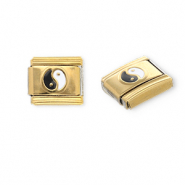 Italian Charm Element aus Stainless Steel - Rostfreiem Stahl Yin & Yang Gold-black-white