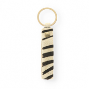 Schl&uuml;sselanh&auml;nger aus Leder mit Zebra-Print White-black-gold