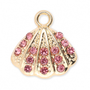 Metall Anh&auml;nger Muschel mit Strass Gold-pink