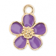 Metall Anh&auml;nger Blume Gold-purple