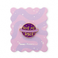 BY31® Anstecker "Give me space" auf Zierkarte Multicolour purple-yellow-gold