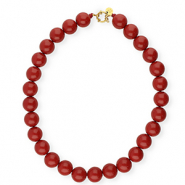 BY31&reg; 16 mm Acrylperlen Kette shiny Salsa red 18-1657 TCX-gold