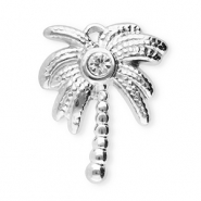 Stainless Steel - Rostfrei Stahl Anhänger Palme Silver-dark green