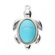 Stainless Steel - Rostfrei Stahl Anhänger Schildkröte Silver-blue