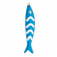 Stainless Steel - Rostfrei Stahl Anhänger Fisch Gold-blue-white