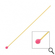 BY31&reg; Stainless Steel - Rostfrei Stahl Schmuckzubeh&ouml;r Nietstifte mit Kugel 70 mm Gold-magenta pink