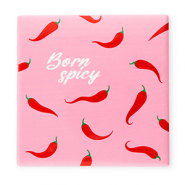 BY31&reg; Deko-Fliese mit Spruch "Born spicy" Pink-red-green-white