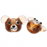 Handgefertigt Glasperlen B&auml;r Transparent brown-white-black