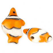 Perlen Keramik Clownfisch Orange-off white-black