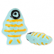 Handgefertigt Glasperlen Fisch Light blue-yellow-black