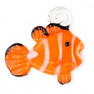 Handgefertigt Glas-Anh&auml;nger Clownfisch Orange-white-black