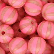 16 mm DQ&reg; Acrylperlen mit Streifen Coral pink-peach pink