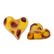 Acryl Cabochons Herz mit Leopard-Print Amber brown