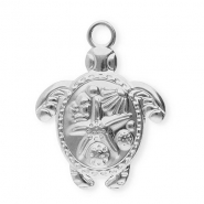 Stainless Steel - Rostfrei Stahl Anh&auml;nger Schildkr&ouml;te mit Seestern Silver