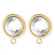 BY31&reg; Stainless Steel - Rostfrei Stahl Schmuckzubeh&ouml;r Ohrringe&nbsp;/&nbsp;Ohrstecker Rund mit Kristall mit &Ouml;se Gold-crystal